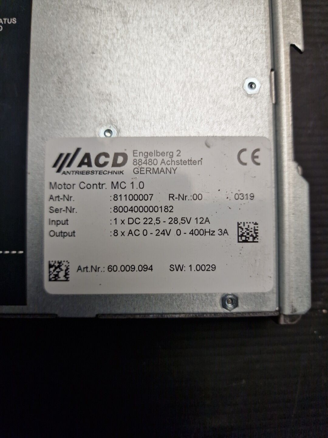 ASYS MC 1.0 ACD 81100007 OUT 8X AC 0-24V Motor Management Controller