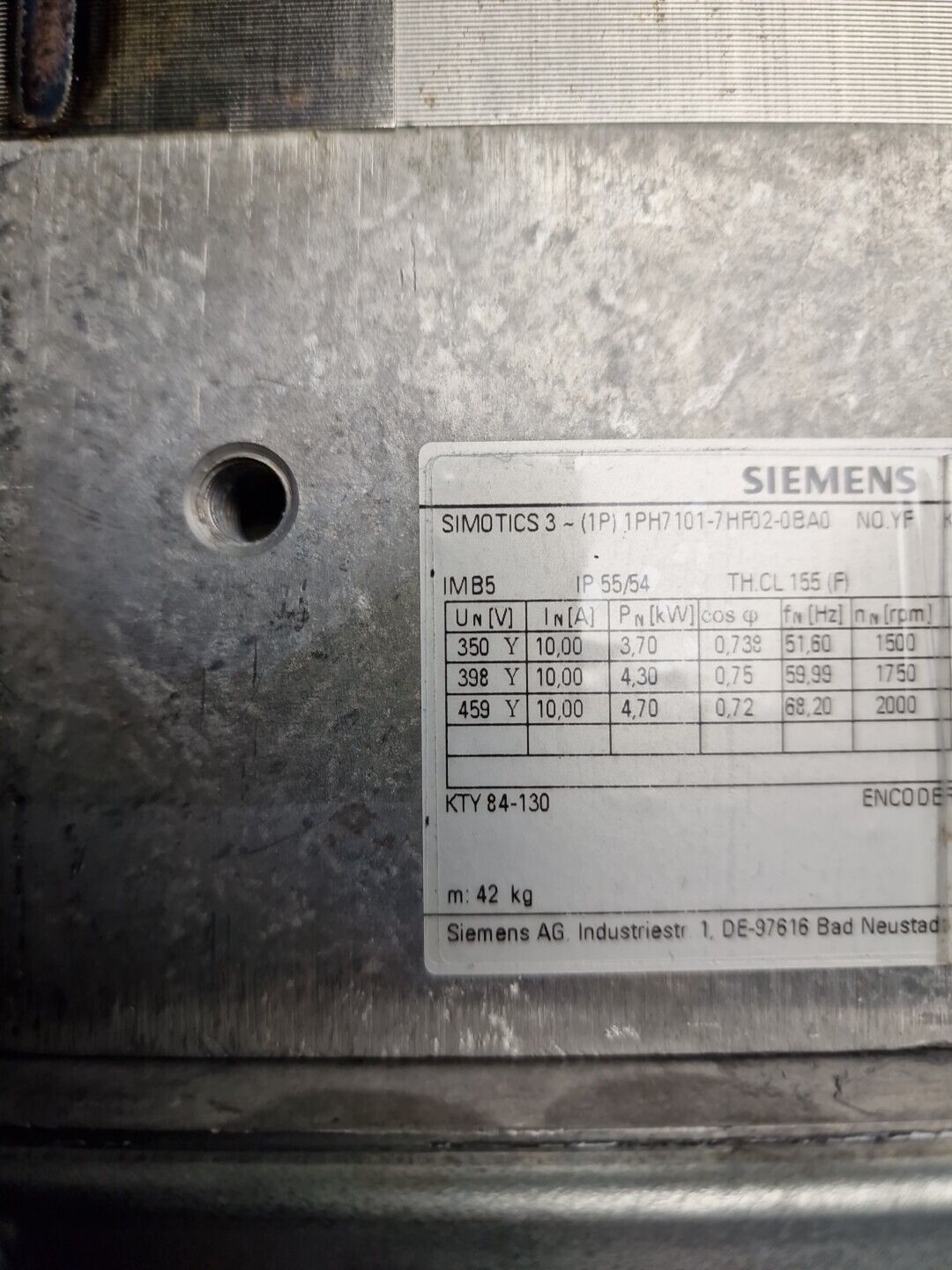 SIEMENS Simotics 3 Motor (1P) 1PH7101-7HF02-0BA0