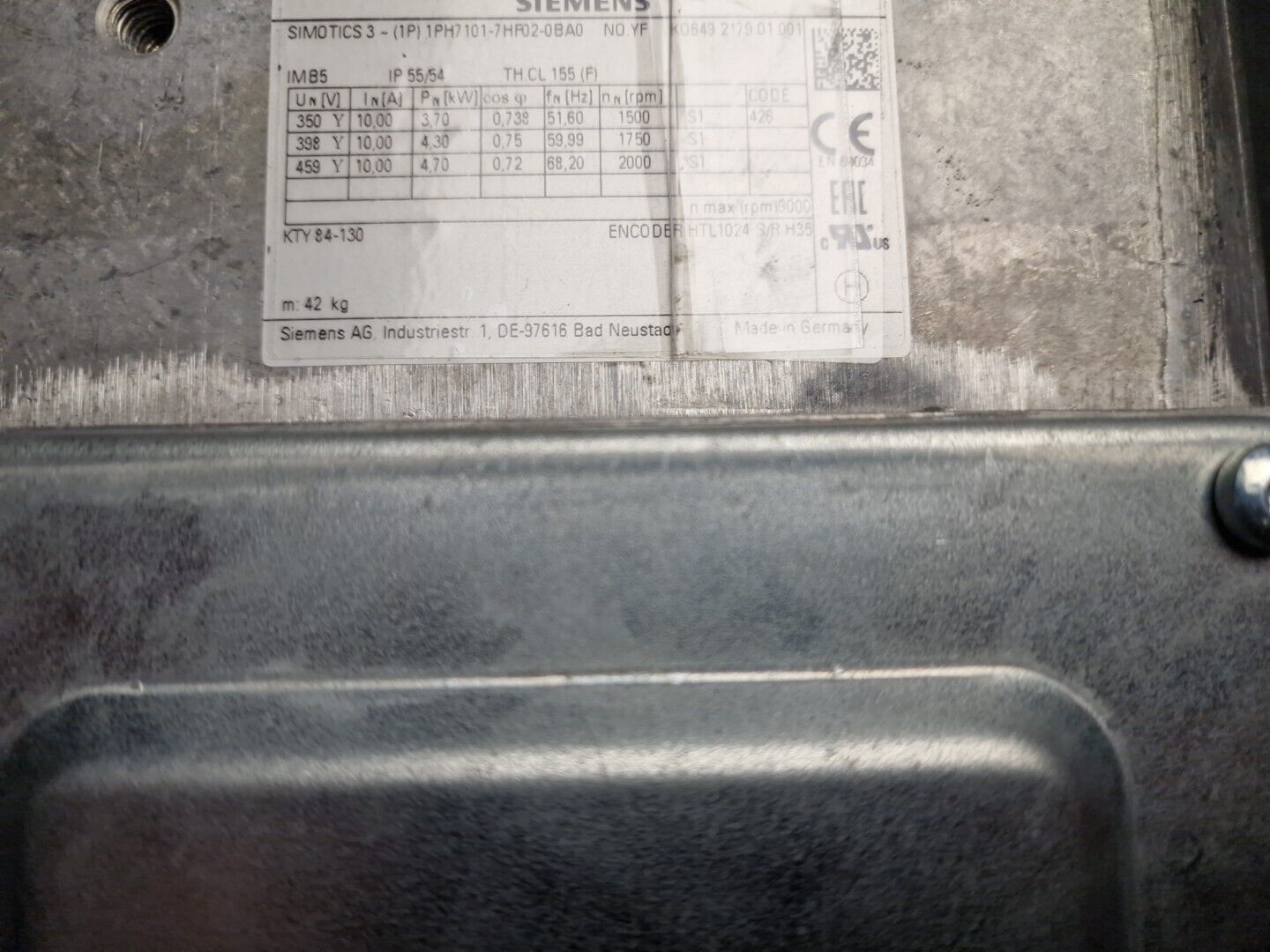 SIEMENS Simotics 3 Motor (1P) 1PH7101-7HF02-0BA0