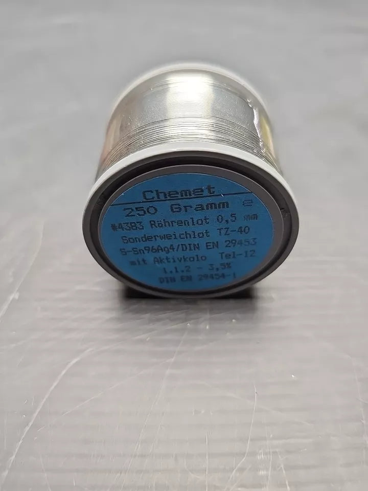 Chemet Weichlot Lötzinn 250 Gramm S-Sn96Ag4 TZ-40 Silberlot 0,5mm JUWELIER S-1