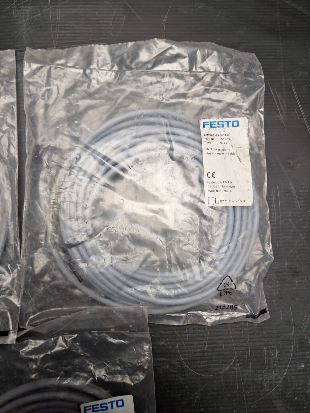 3 X FESTO 151689 Ventil Stecker 5m Steckdosenleitung Kabel Magnetventil