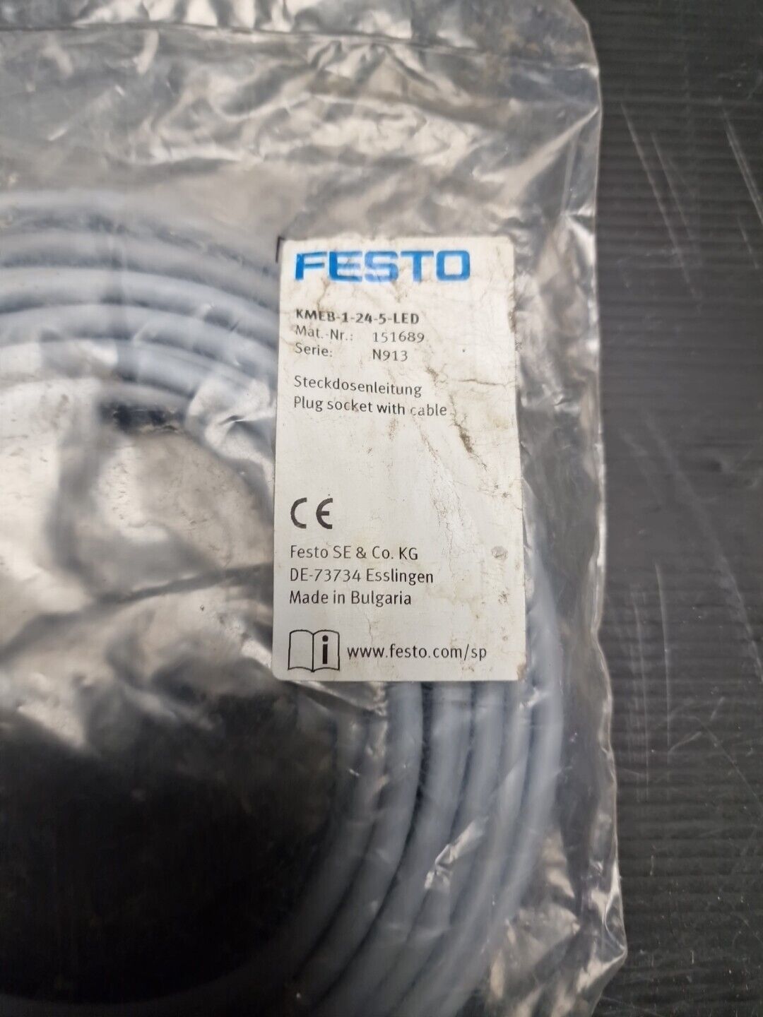 3 X FESTO 151689 Ventil Stecker 5m Steckdosenleitung Kabel Magnetventil